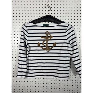 Ralph Lauren jeans company striped nautical anchor print shirt size S